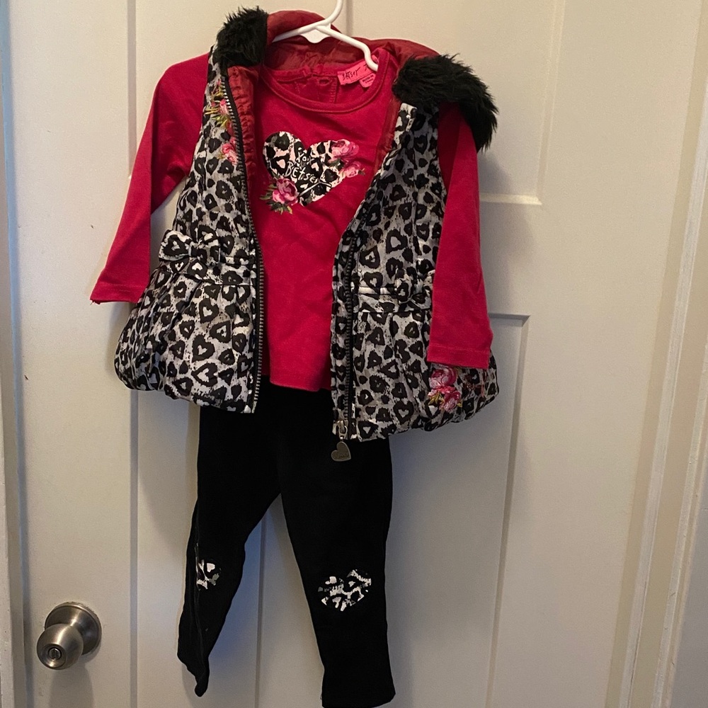 Betsey Johnson Red Top with Leopard Accent